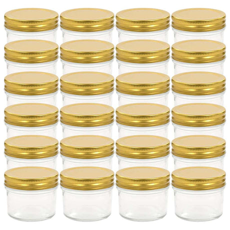 Vidaxl -Marmeladengläser mit goldfarbenen Deckeln 24 St 110 ml Glas