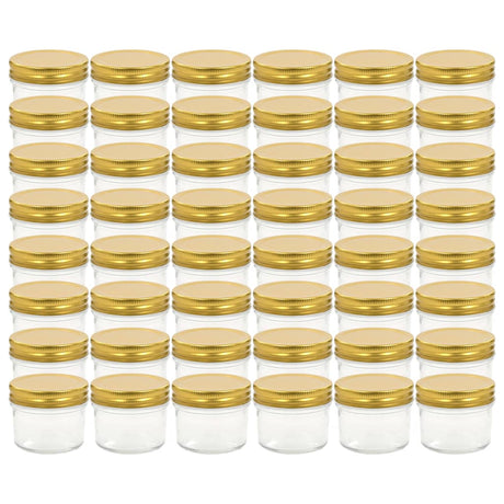 Vidaxl -Marmeladengläser mit goldgeläuteten Deckeln 48 Stcs 110 ml Glas