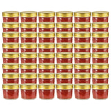 Vidaxl -Marmeladengläser mit goldgeläuteten Deckeln 48 Stcs 110 ml Glas