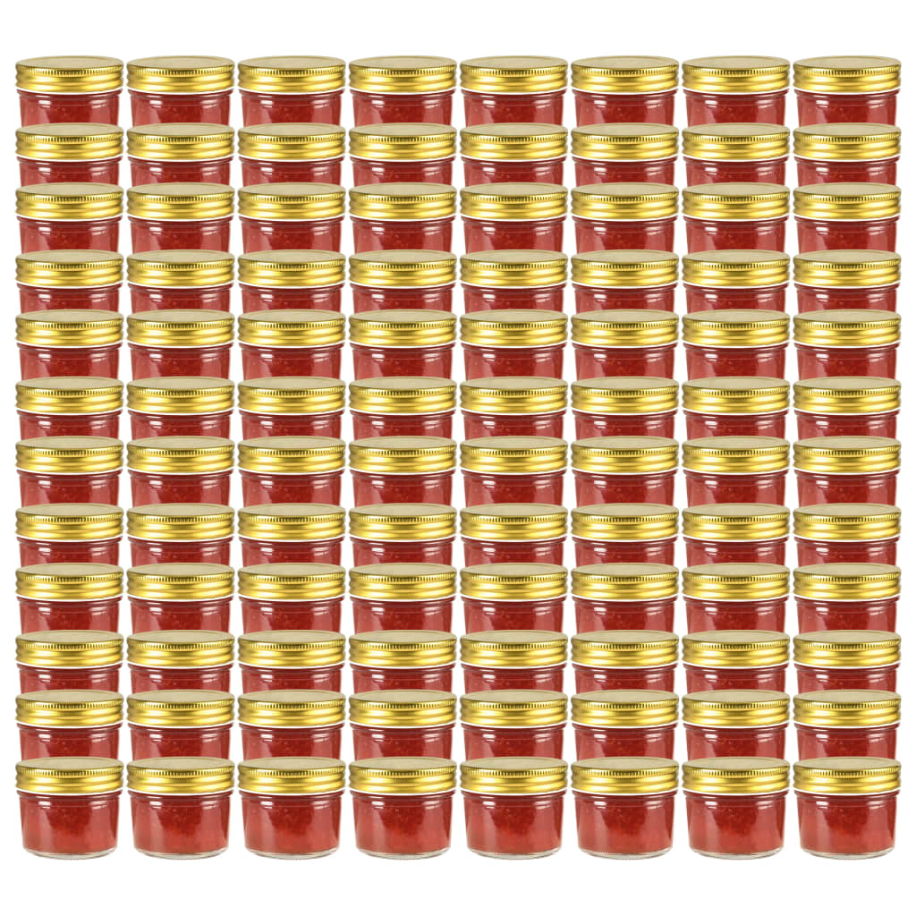 Vidaxl jampotten met goudkleurige deksels 96 st 110 ml glas
