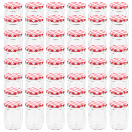 Vidaxl -Marmeladengläser mit roten Deckeln 48 Stcs 230 ml Glas