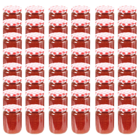 Vidaxl -Marmeladengläser mit roten Deckeln 48 Stcs 230 ml Glas
