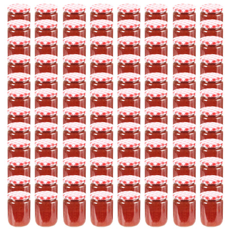 Vidaxl -Marmeladengläser mit roten Deckeln 96 ST 230 ml Glas