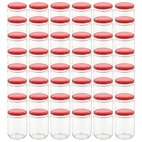 Vidaxl -Marmeladengläser mit roten Deckeln 48 Stcs 230 ml Glas