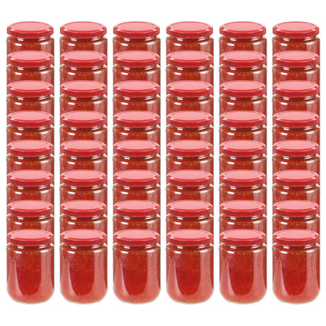 Vidaxl -Marmeladengläser mit roten Deckeln 48 Stcs 230 ml Glas