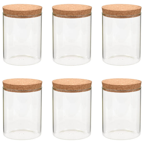Vidaxl -Aufbewahrungstöpfe mit Korkdeckel 6 ST 650 ml Glas