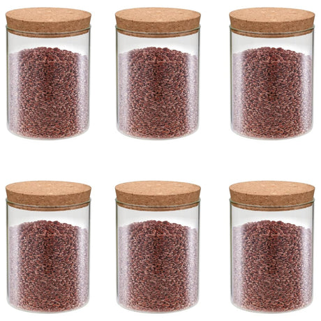 Vidaxl -Aufbewahrungstöpfe mit Korkdeckel 6 ST 650 ml Glas