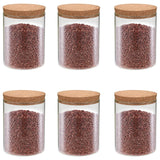 Vidaxl Storage pots with cork lid 6 st 650 ml glass