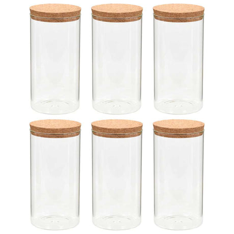 Vidaxl -Aufbewahrungstöpfe mit Korkdeckel 6 ST 1100 ml Glas