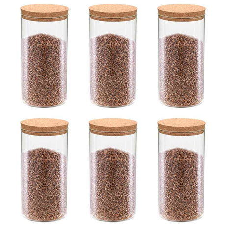 Vidaxl -Aufbewahrungstöpfe mit Korkdeckel 6 ST 1100 ml Glas