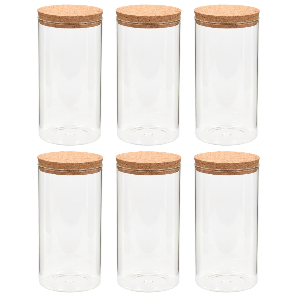 Vidaxl Storage pots with cork lid 6 st 1400 ml of glass