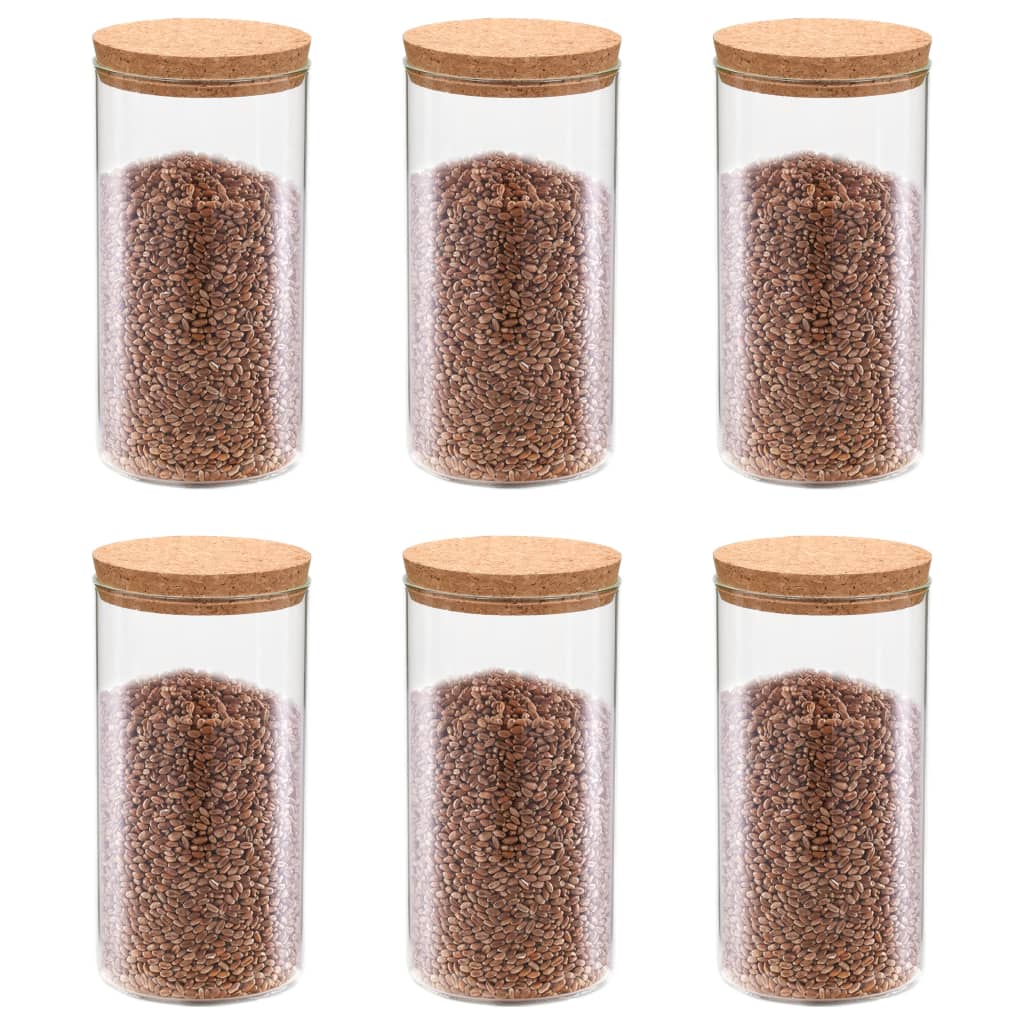 Vidaxl Storage pots with cork lid 6 st 1400 ml of glass