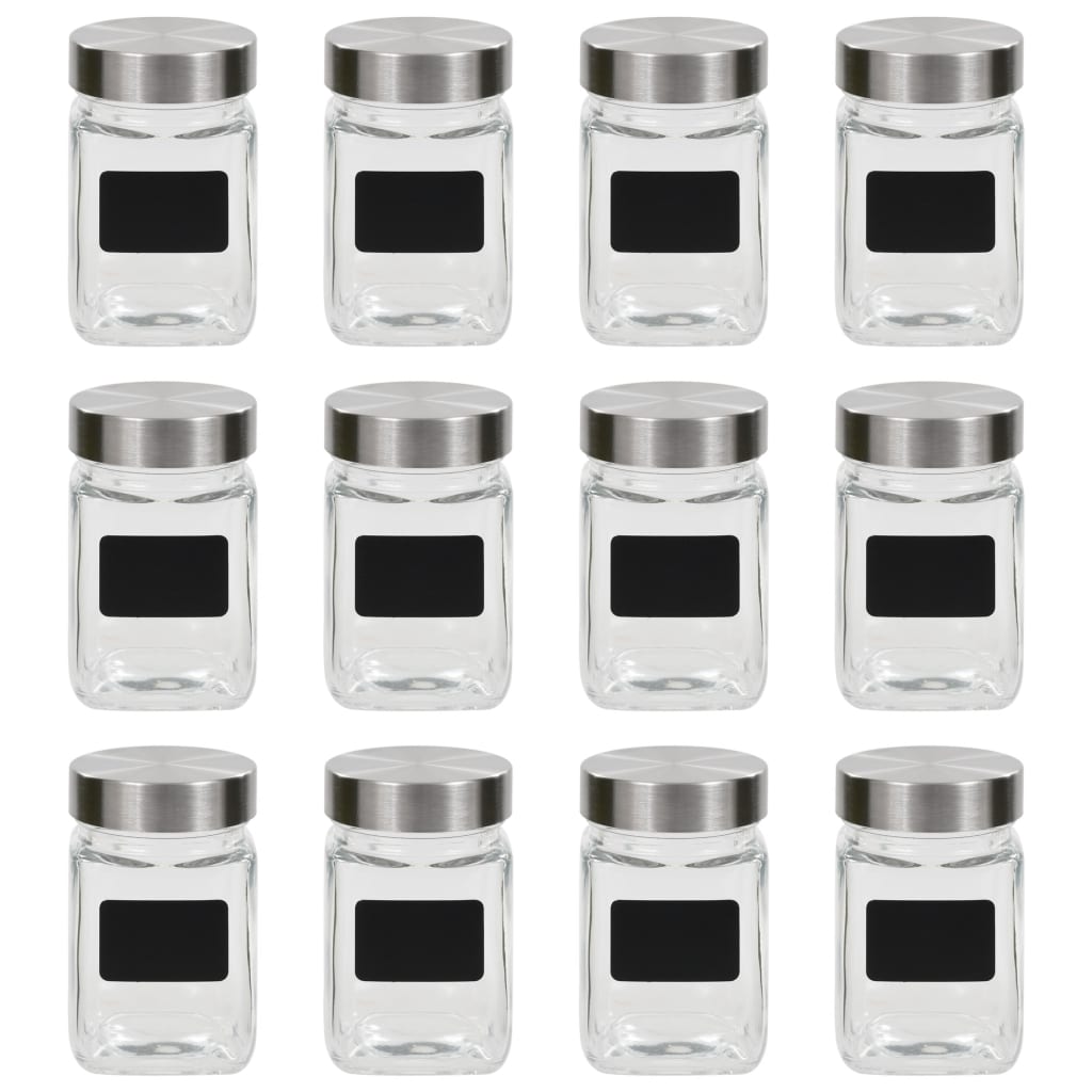 Vidaxl Storage pots with stickers 12 st 300 ml