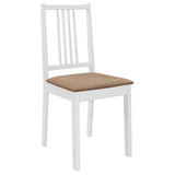 Vidaxl eetkamerstoelen met kussens 4 st massief hout wit