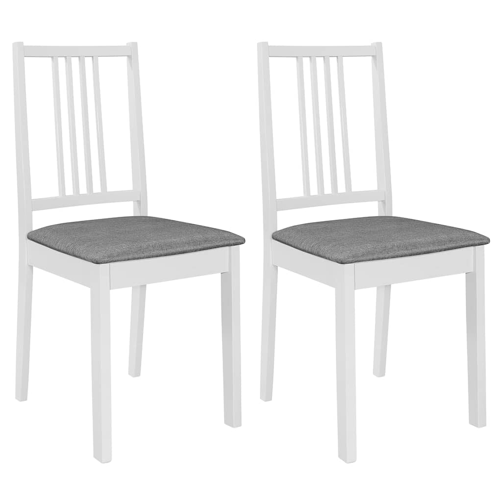 Vidaxl eetkamerstoelen met kussens 2 st massief hout wit