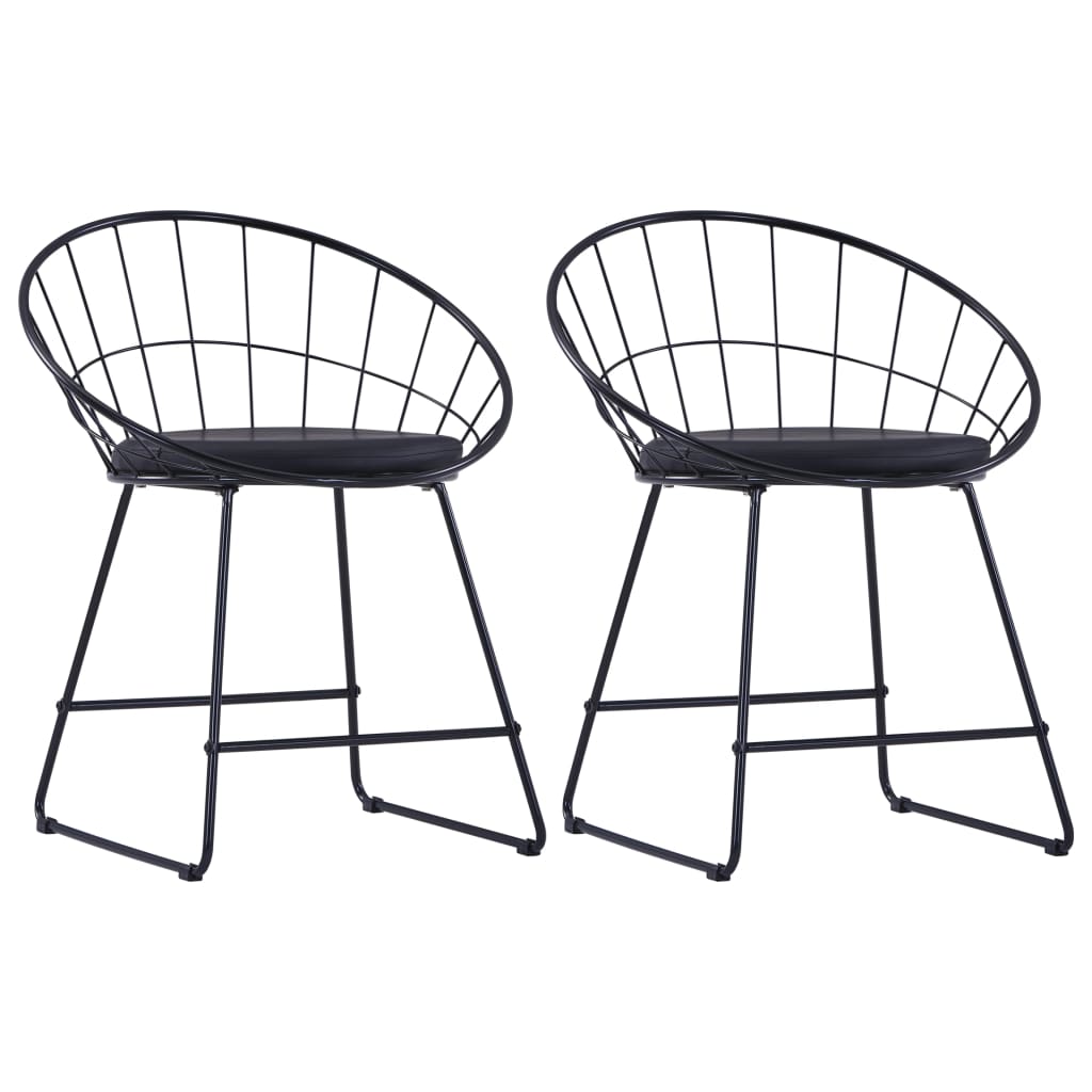 Vidaxl eetkamerstoelen met kunstleren zittingen 2 st staal zwart