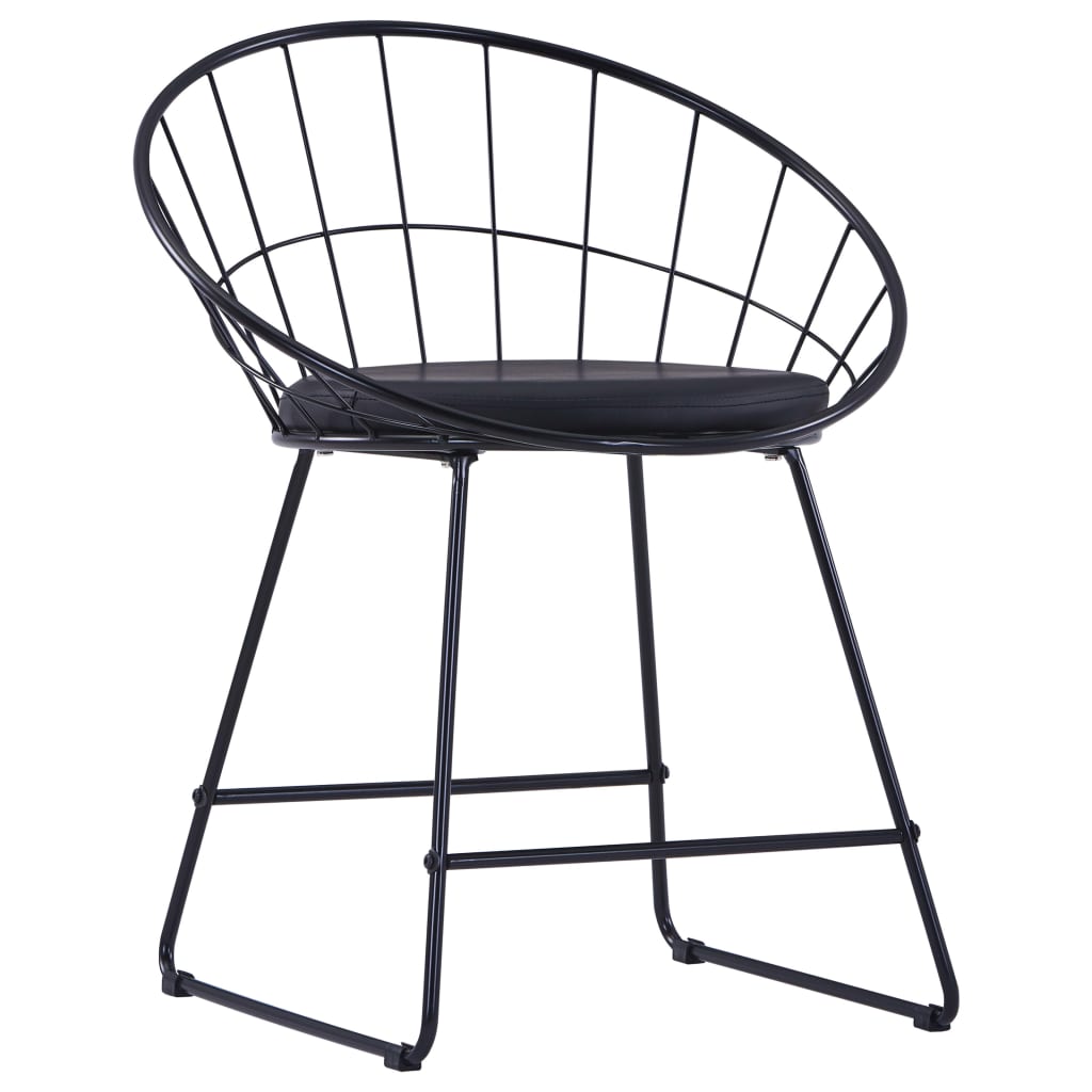 Vidaxl eetkamerstoelen met kunstleren zittingen 2 st staal zwart