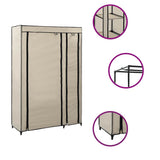 Vidaxl kledingkast opvouwbaar 110x45x175 cm stof crème