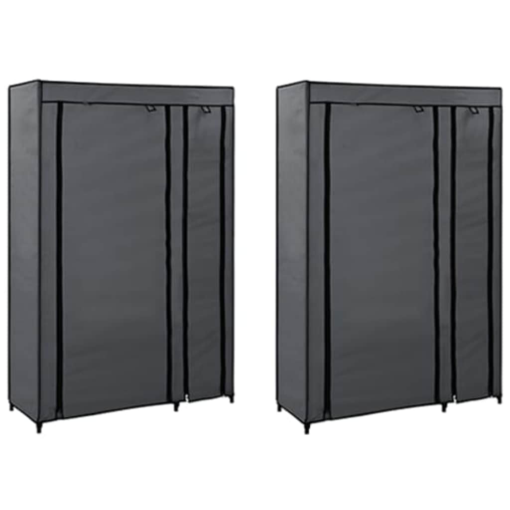 Vidaxl kledingkasten opvouwbaar 2 st 110x45x175 cm stof grijs