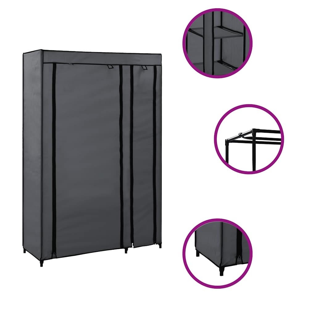 Vidaxl kledingkasten opvouwbaar 2 st 110x45x175 cm stof grijs