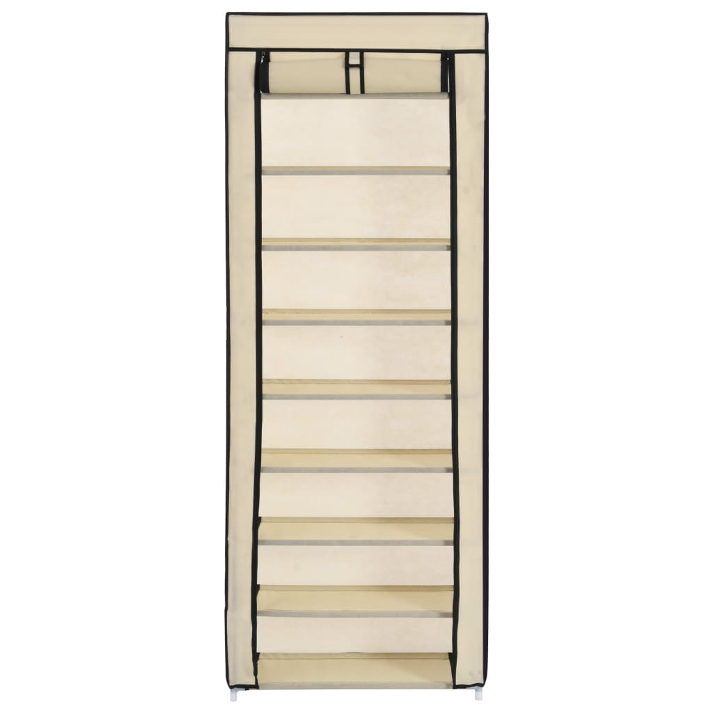 Vidaxl Shoe Cabinet med dækning 57x29x162 cm stof crème