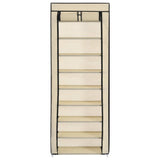 Vidaxl Shoe Cabinet med dækning 57x29x162 cm stof crème