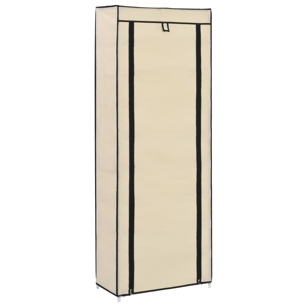 Vidaxl Shoe Cabinet med dækning 57x29x162 cm stof crème