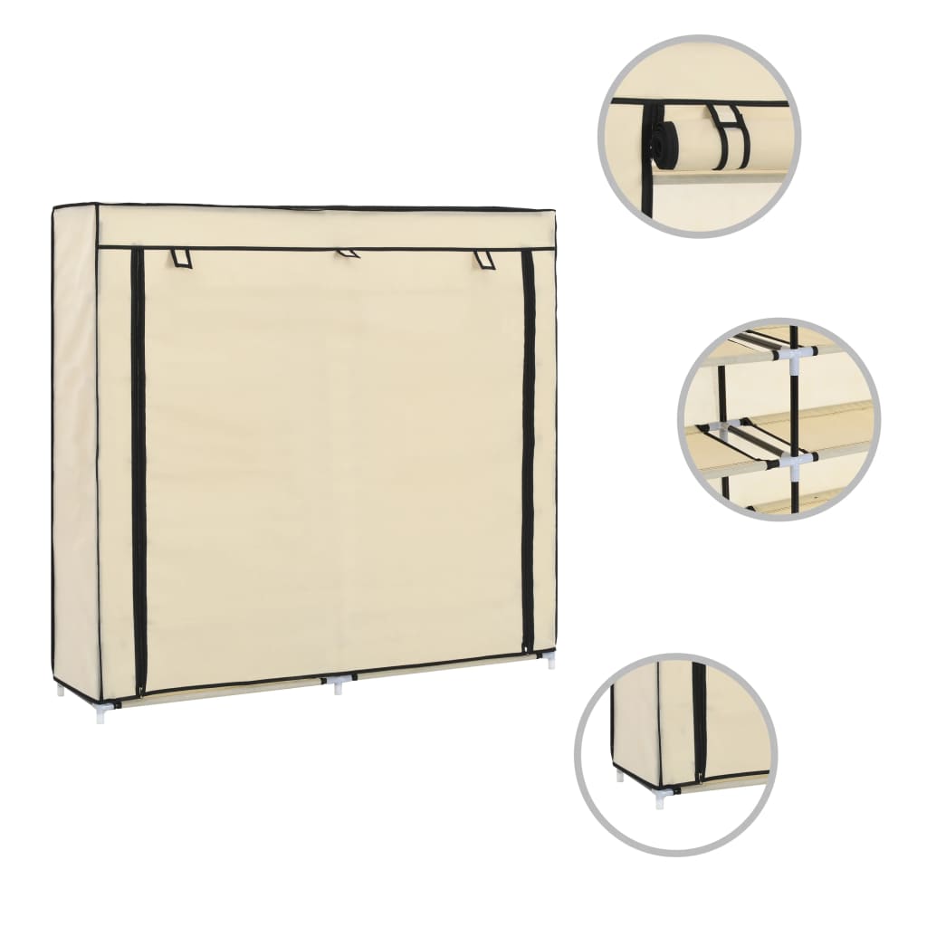 Vidaxl Schong Kabinet mat Cover 115x28x110 cm Stoff Crème