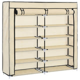 VidaXL shoe cabinet with cover 115x28x110 cm fabric crème