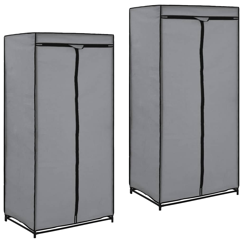 Vidaxl kledingkasten 2 st 75x50x160 cm grijs