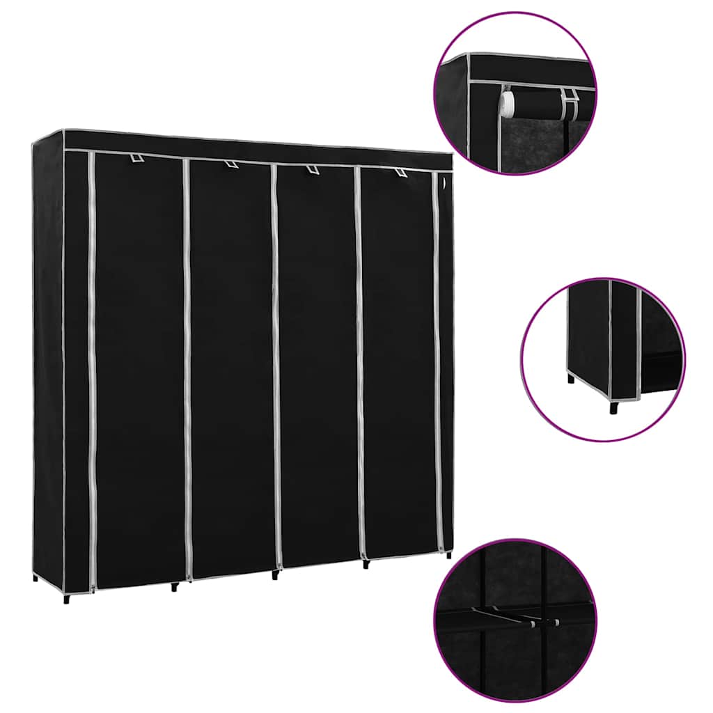 Vidaxl kledingkast met 4 vakken 175x45x170 cm zwart