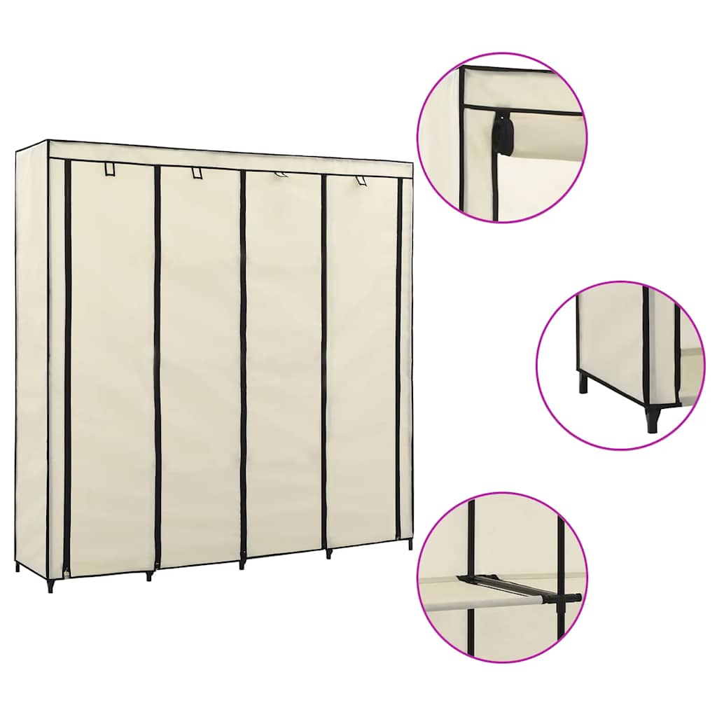 Vidaxl kledingkast met 4 vakken 175x45x170 cm crème