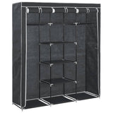 Vidaxl kledingkast met vakken en stangen 150x45x175 cm stof zwart
