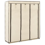 Vidaxl kledingkast met vakken en stangen 150x45x175 cm stof crème