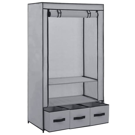 Vidaxl kledingkast 87x49x159 cm stof grijs