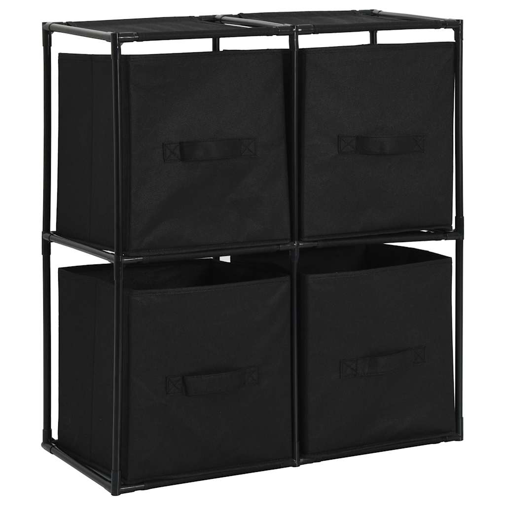 Vidaxl opbergkast met 4 stoffen manden 63x30x71 cm staal zwart