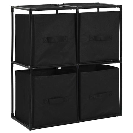 Vidaxl opbergkast met 4 stoffen manden 63x30x71 cm staal zwart