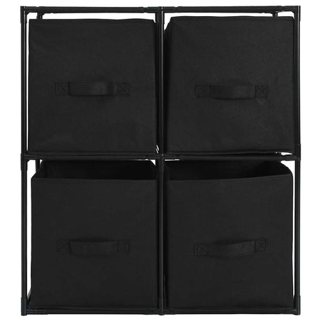 Vidaxl opbergkast met 4 stoffen manden 63x30x71 cm staal zwart
