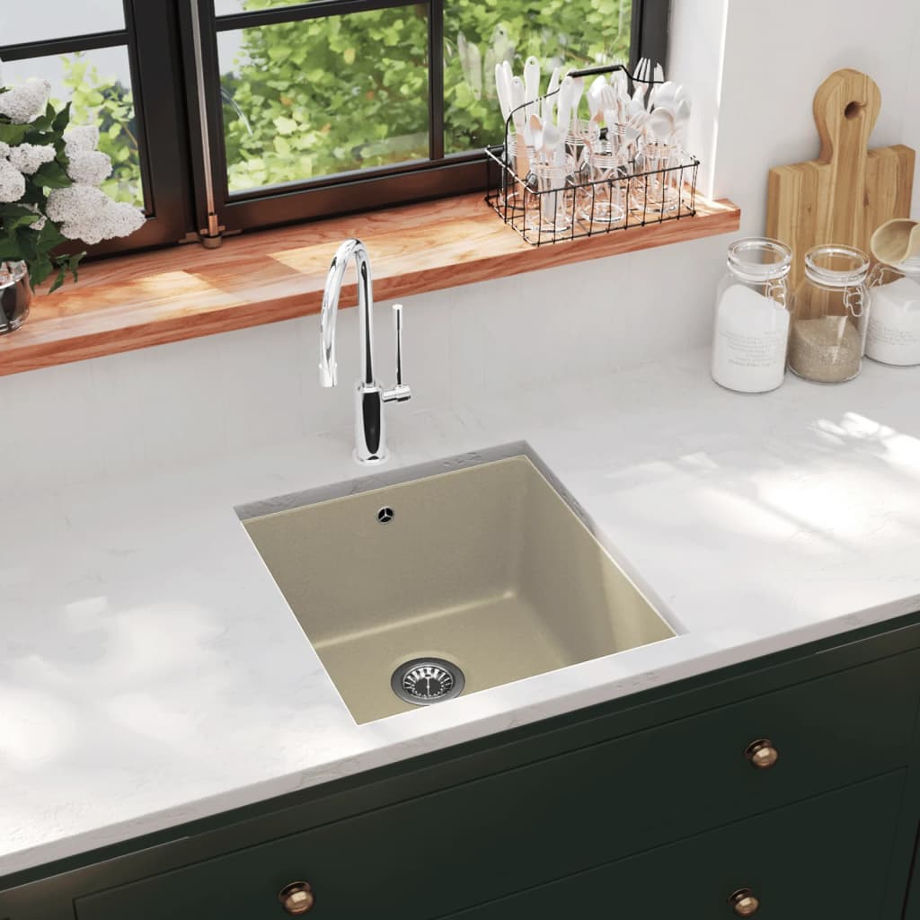 Vidaxl lavabo bol simple de beige de granit