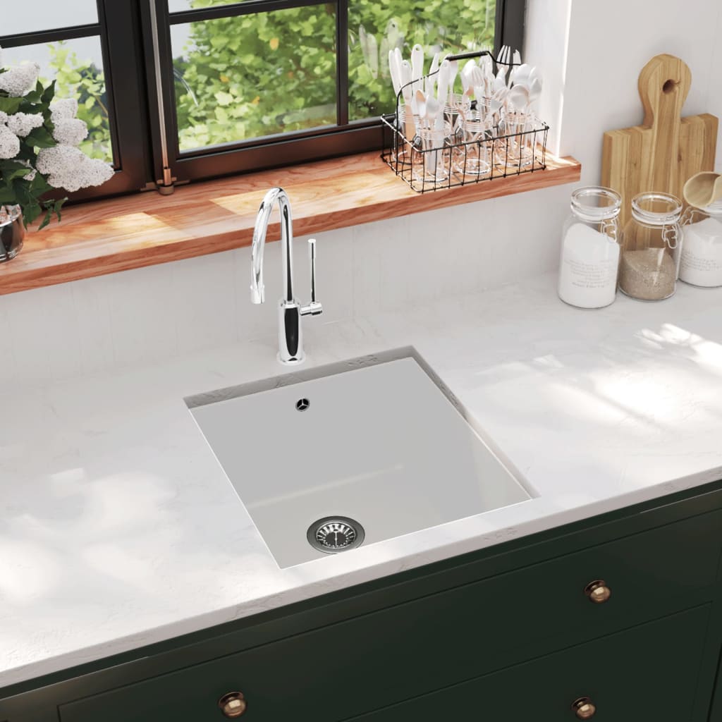 Vidaxl Sink Single Bowl of Granite White