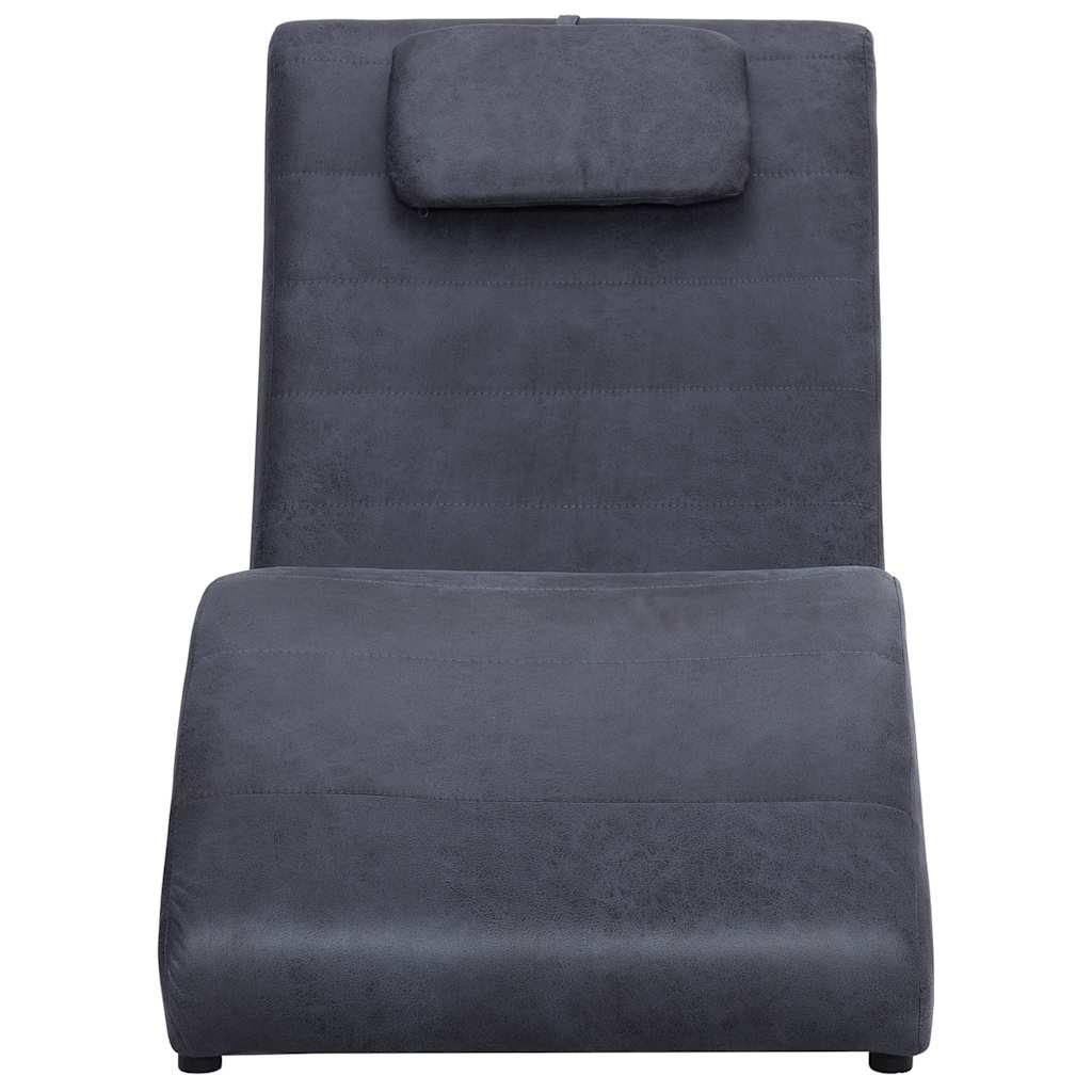 Vidaxl chaise longue met kussen kunstsuède grijs