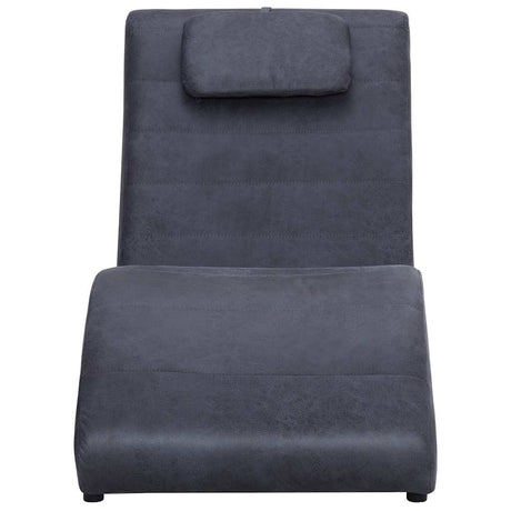 Vidaxl chaise longue met kussen kunstsuède grijs