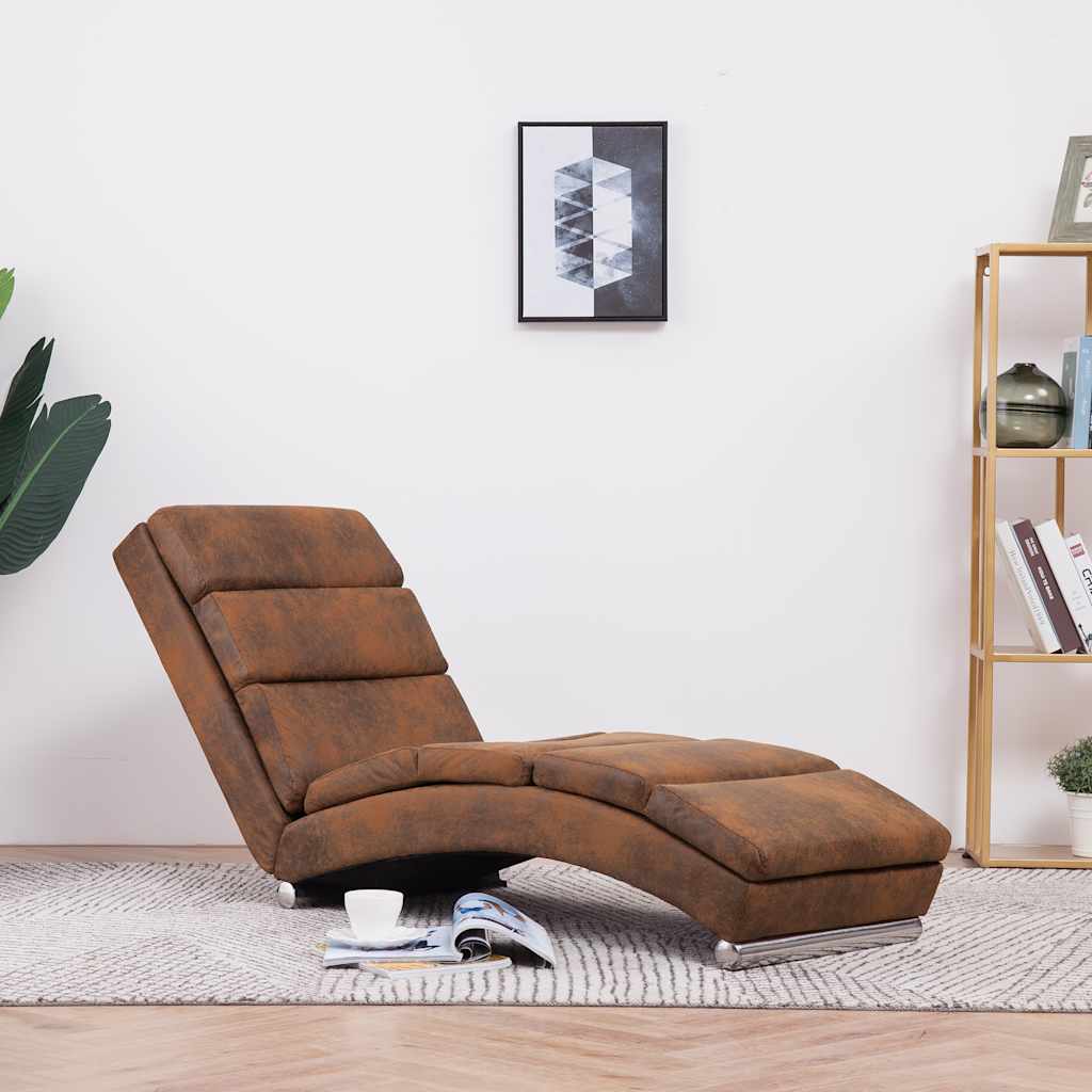 Vidaxl chaise longue kunstsuède bruin
