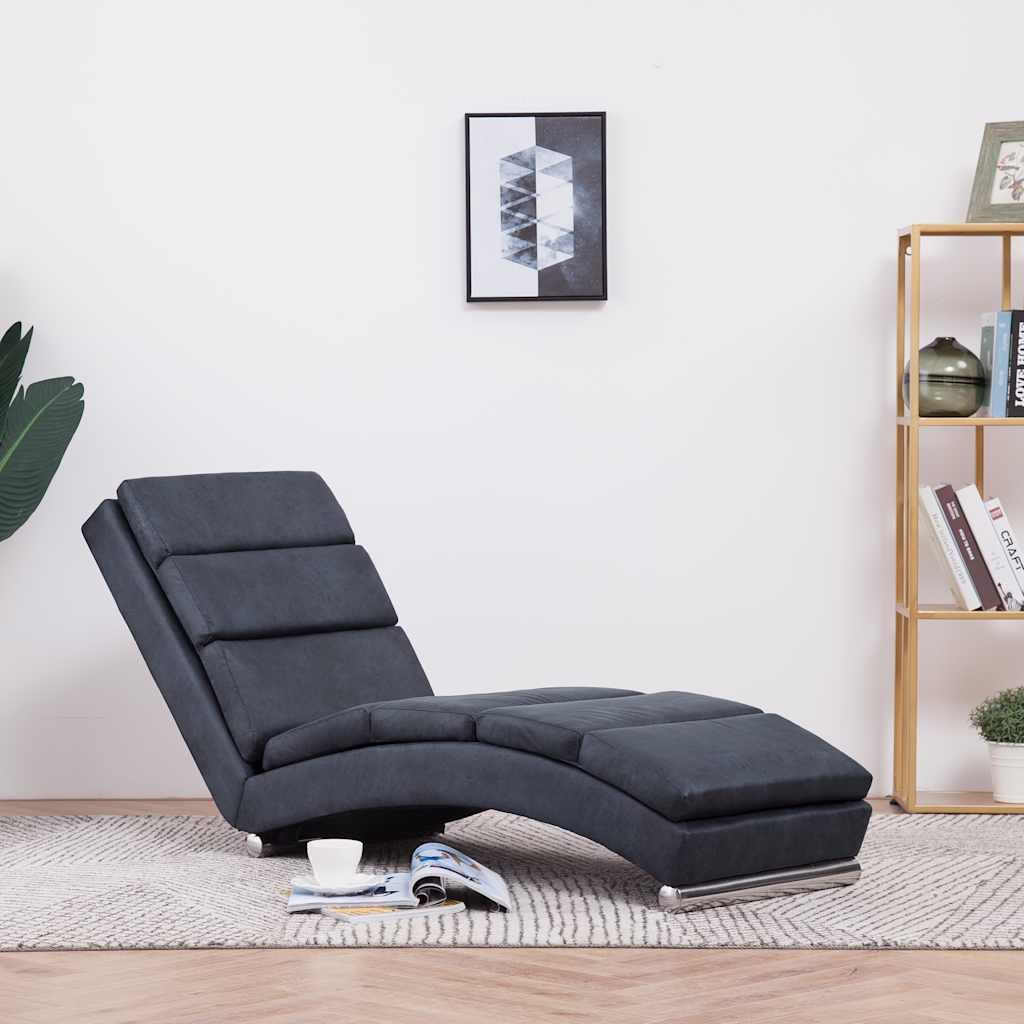 Vidaxl chaise longue kunstsuède grijs