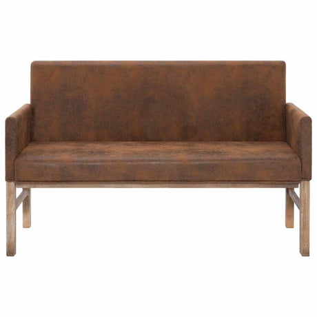 Vidaxl bankje met armleuning 140 cm kunstsuède bruin