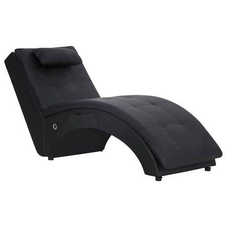 Vidaxl massage chaise longue met kussen kunstleer zwart