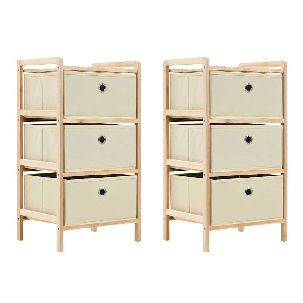 Vidaxl opbergrekken met 3 stoffen manden 2 st cederhout beige