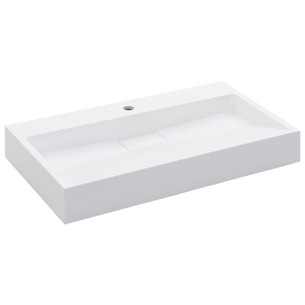 Vidaxl Washbasin 80x46x11 cm Minerální lití mramor obsazení bílé