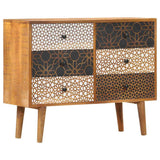 Vidaxl dressoir met geprint patroon 90x30x70 cm massief mangohout