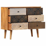 Vidaxl dressoir met geprint patroon 90x30x70 cm massief mangohout